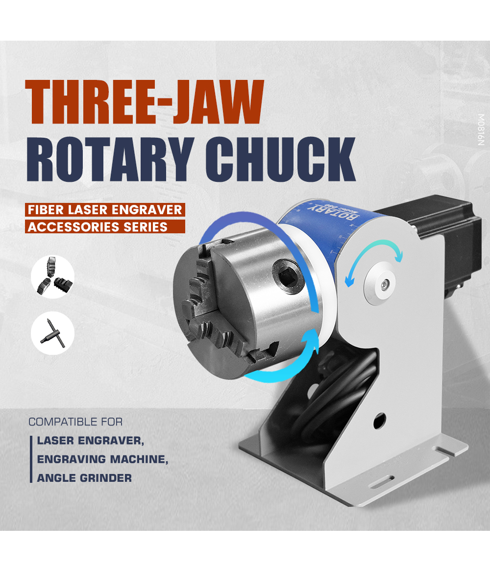 SFX D69 D80 D100 D125 Three-Jaw Rotary Chuck Rotary Axis for Fiber Laser Marking Machine